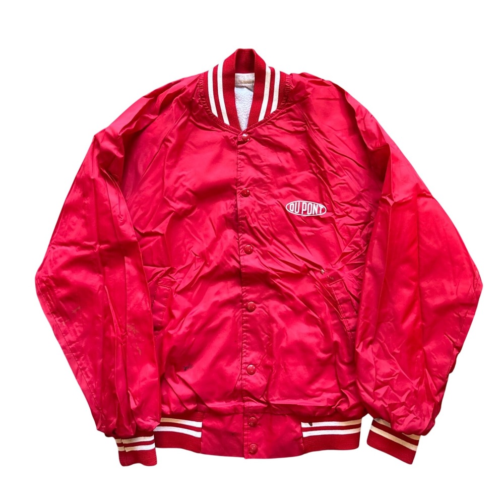 Vintage DuPont Satin Bomber Jacket Snap Jacket Size Large